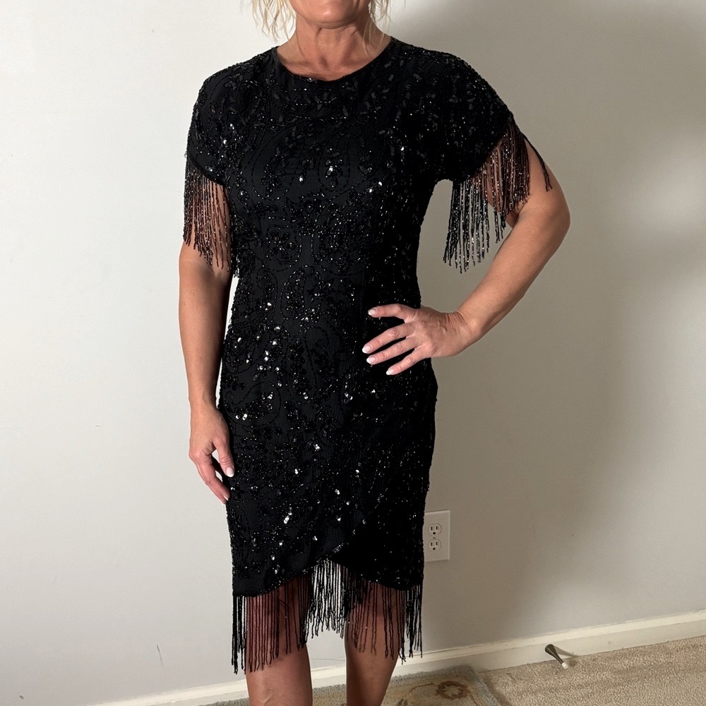 Elegant Black Fringe Dress
